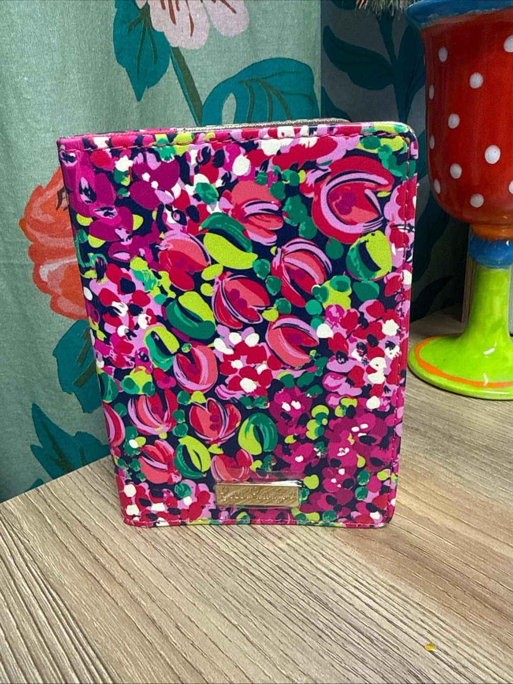 Lilly Pulitzer Multi-Color Faux Leather Passport Wallet Organizer